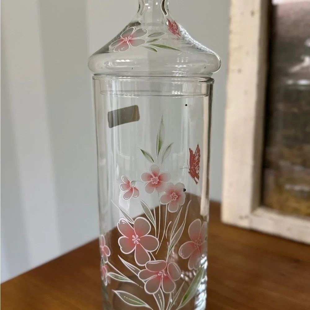 VINTAGE, HANDCRAFTED, CRYSTAL APOTHECARY JAR WITH LID. MADE IN TURKEY.